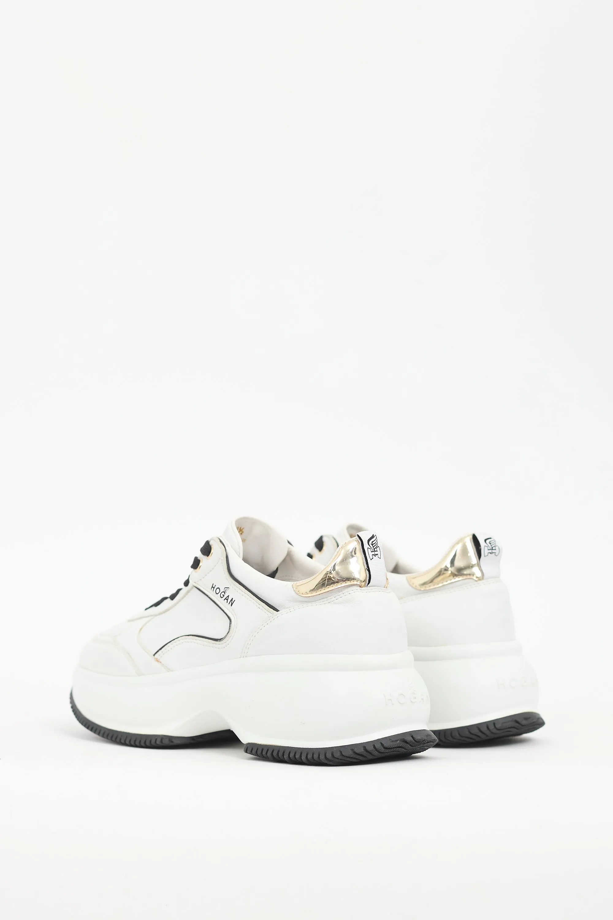 White & Black Leather Donna Sneaker