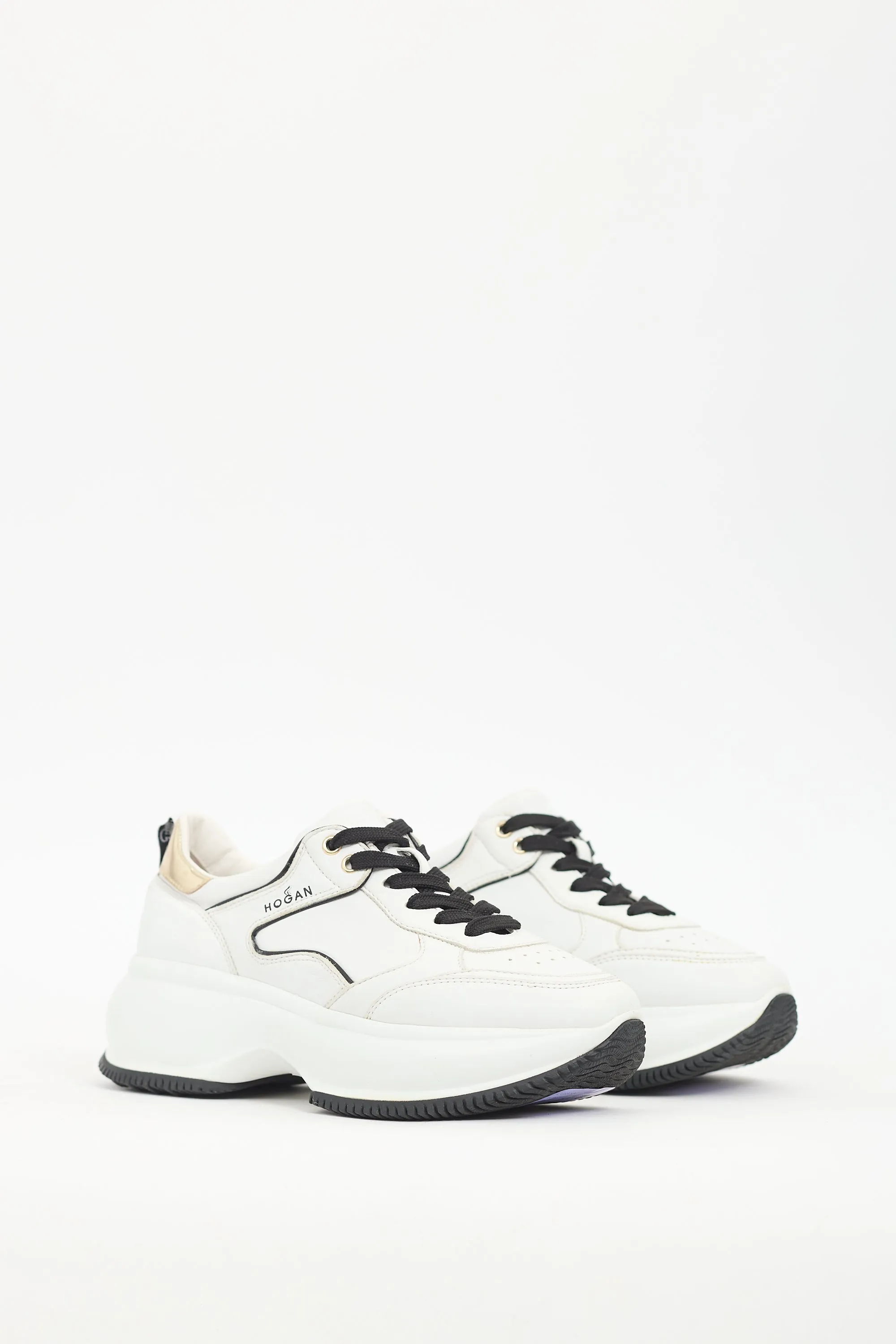 White & Black Leather Donna Sneaker