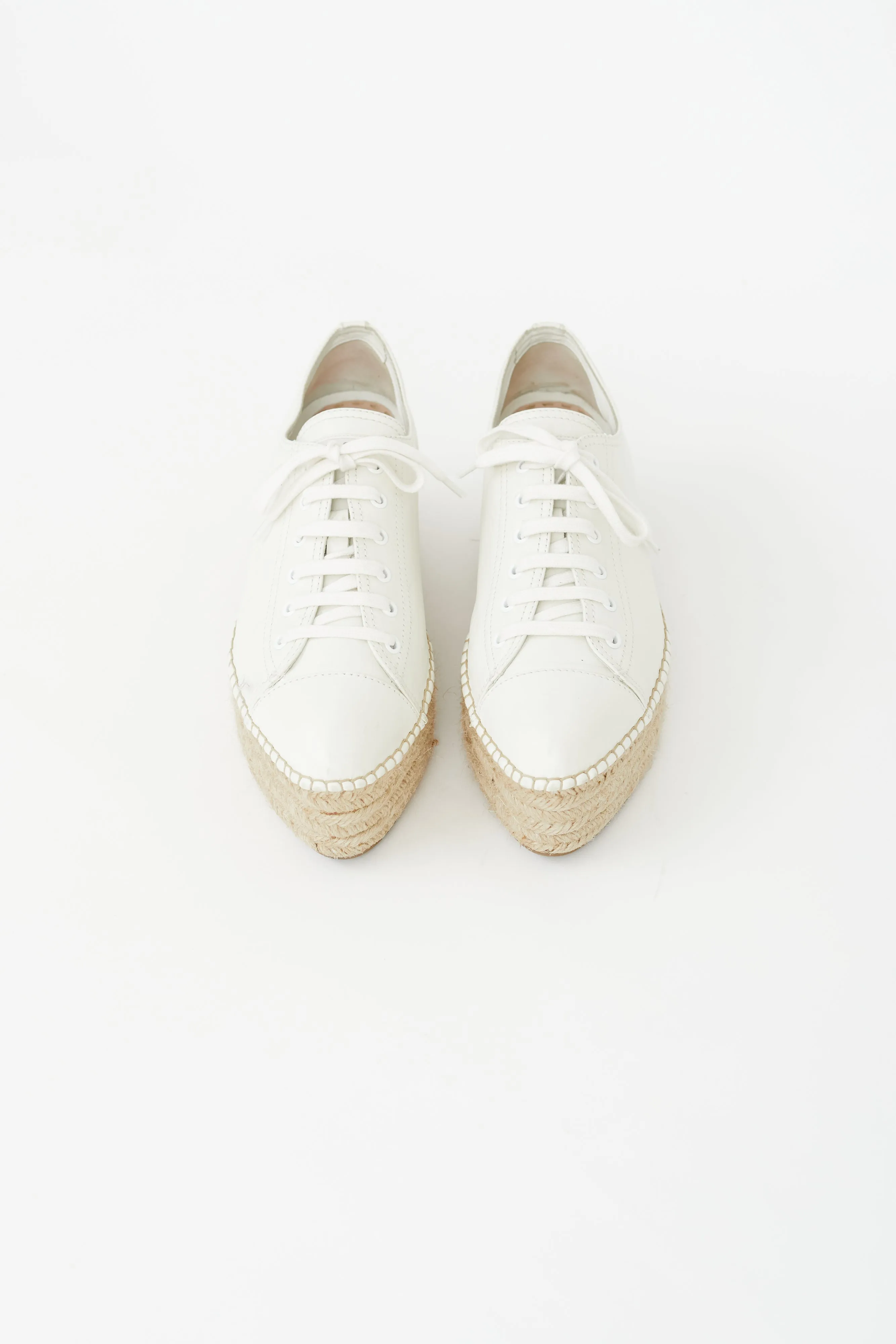 White Leather Platform Espadrille
