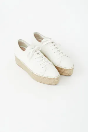 White Leather Platform Espadrille
