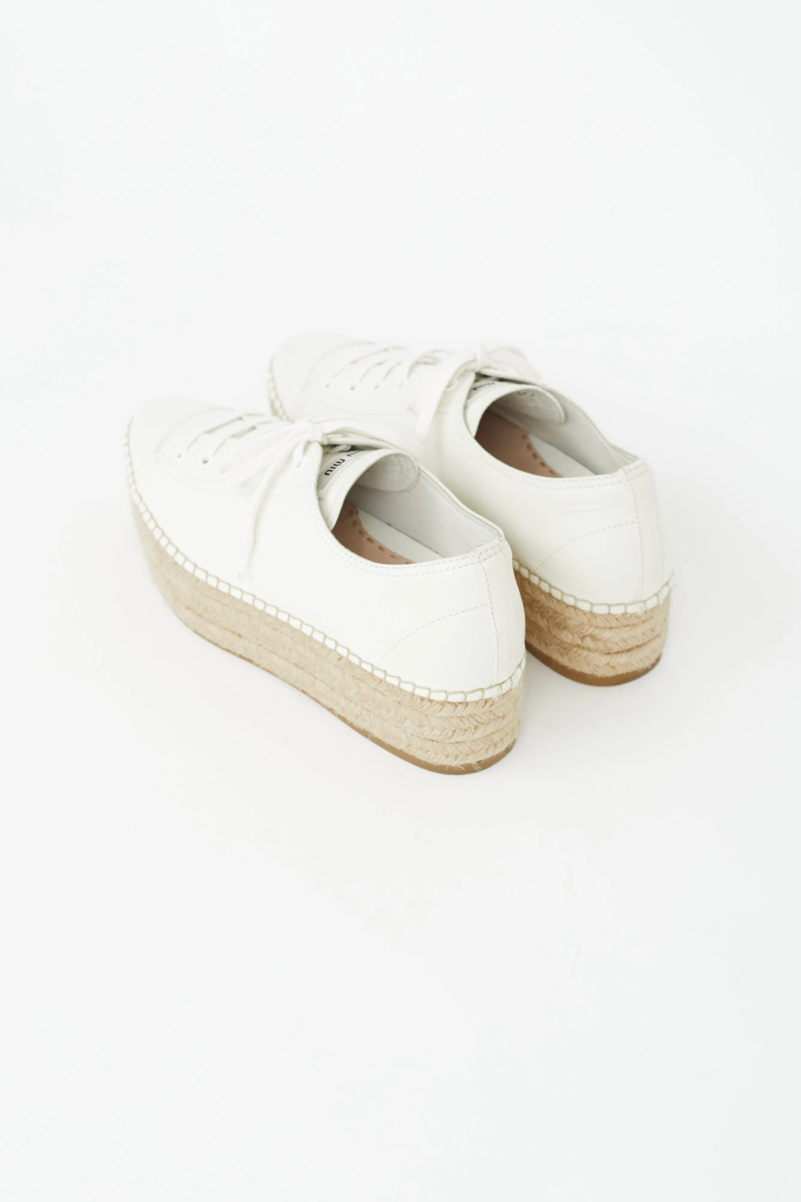 White Leather Platform Espadrille