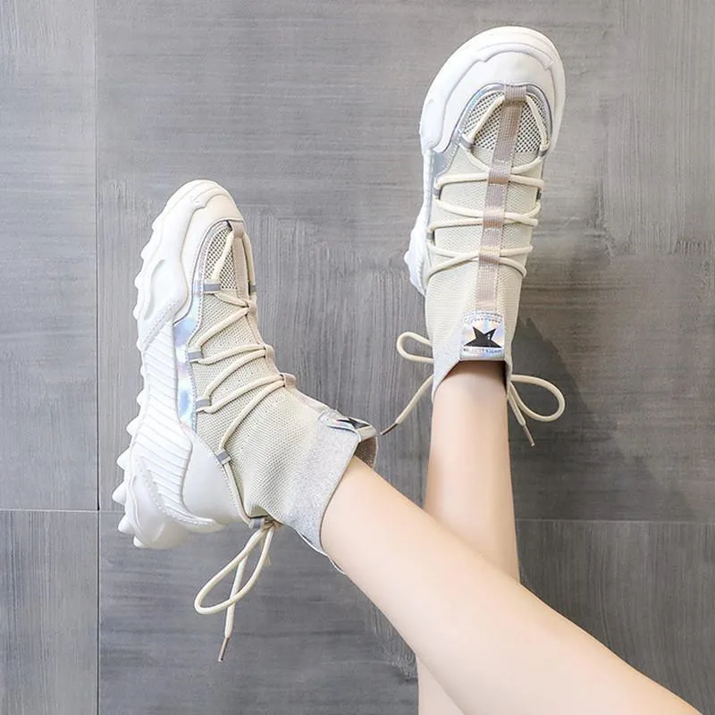 Women’s Breathable Sock Sneakers - High-Top Platform Shoes