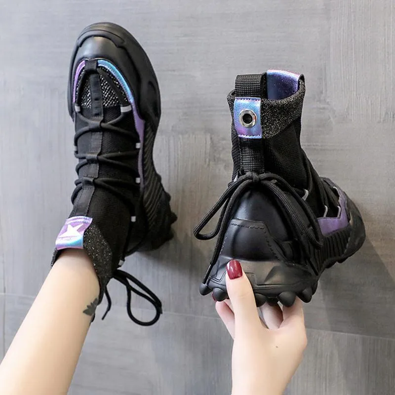 Women’s Breathable Sock Sneakers - High-Top Platform Shoes