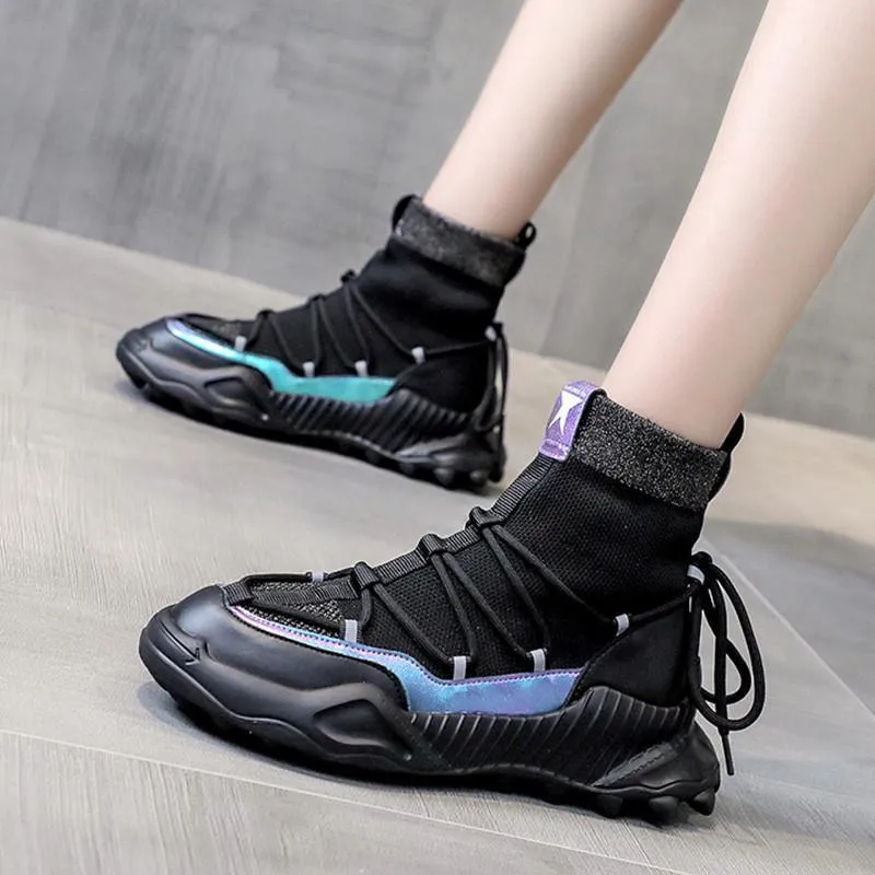 Women’s Breathable Sock Sneakers - High-Top Platform Shoes
