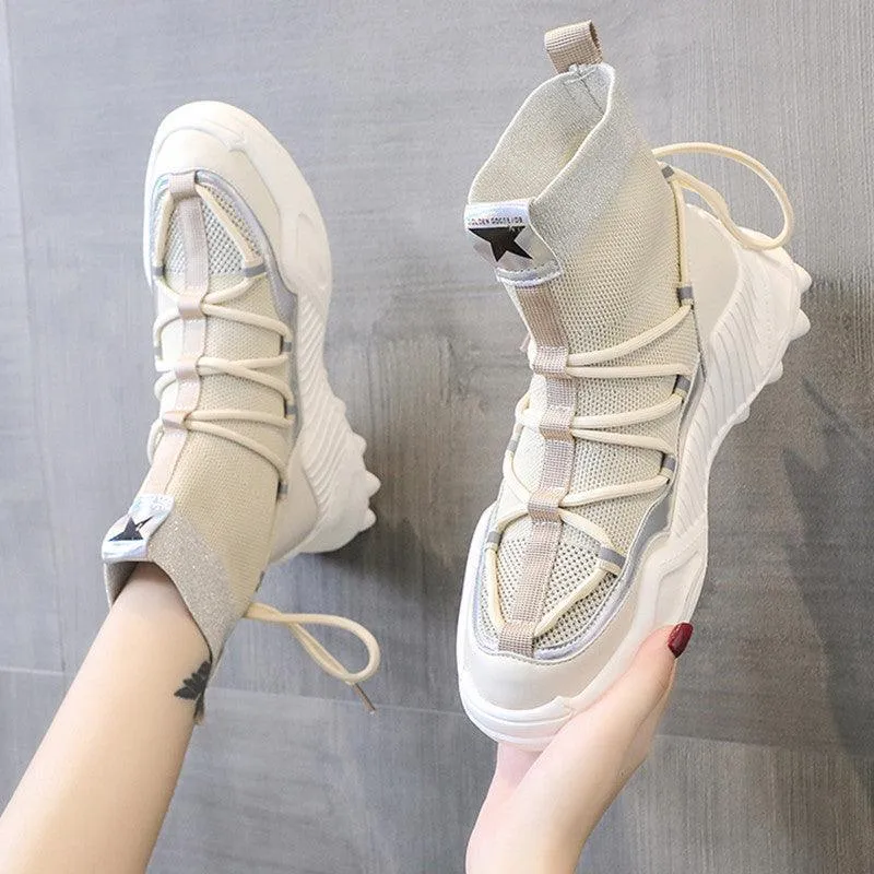 Women’s Breathable Sock Sneakers - High-Top Platform Shoes