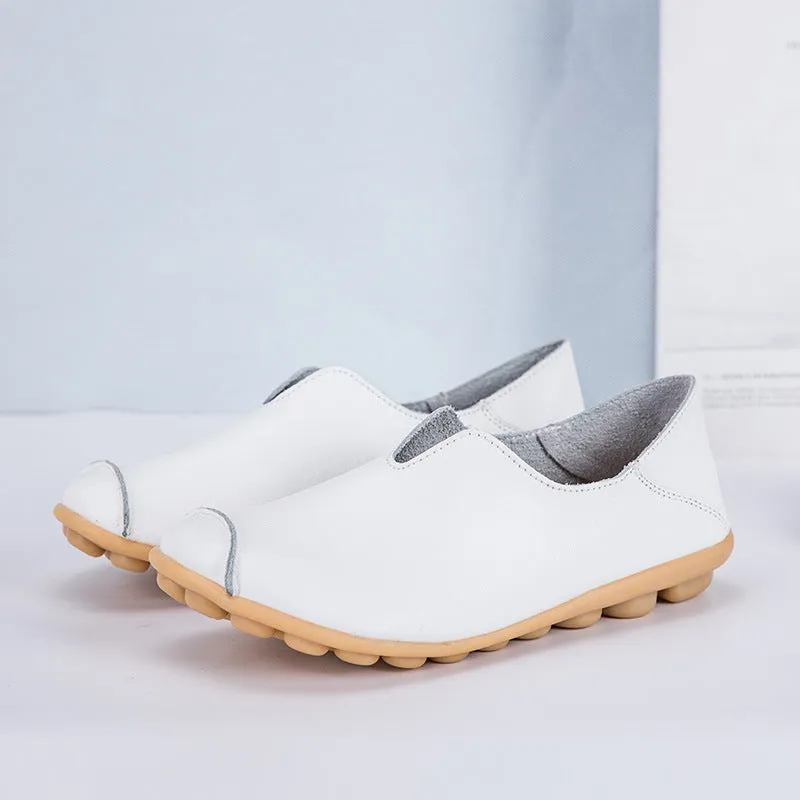 Womens leather loafers casual style boat shoes