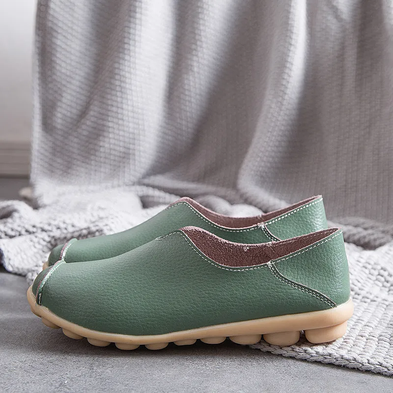 Womens leather loafers casual style boat shoes