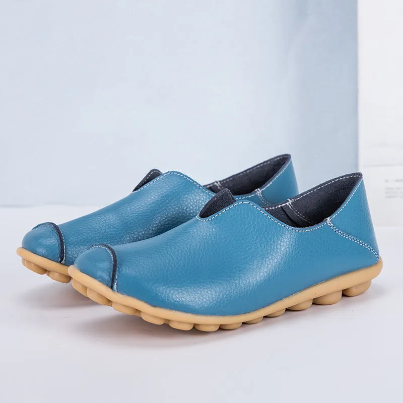 Womens leather loafers casual style boat shoes